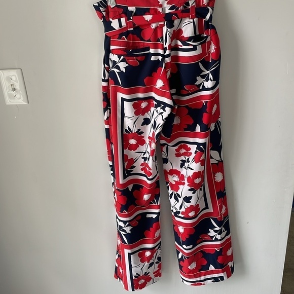 New York and Co red white and blue wide leg tie waist resort wear pants size 6 - Picture 5 of 5